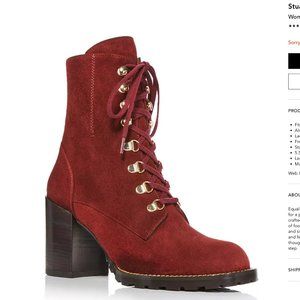 Stuart Weitzman Kolbie Red Suede Block Heel